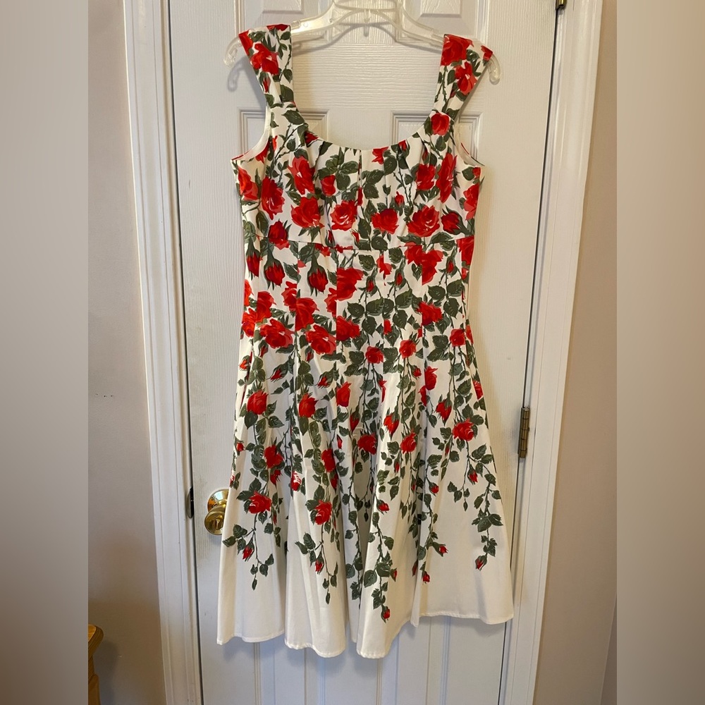 Beautiful Dress with Red Roses, New Directions, Size 12